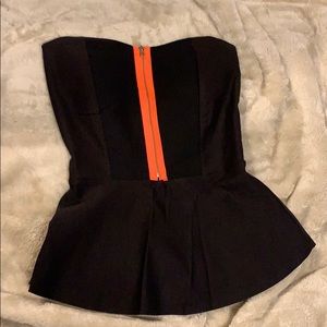 Black Shirt - Zipper in the front with open back